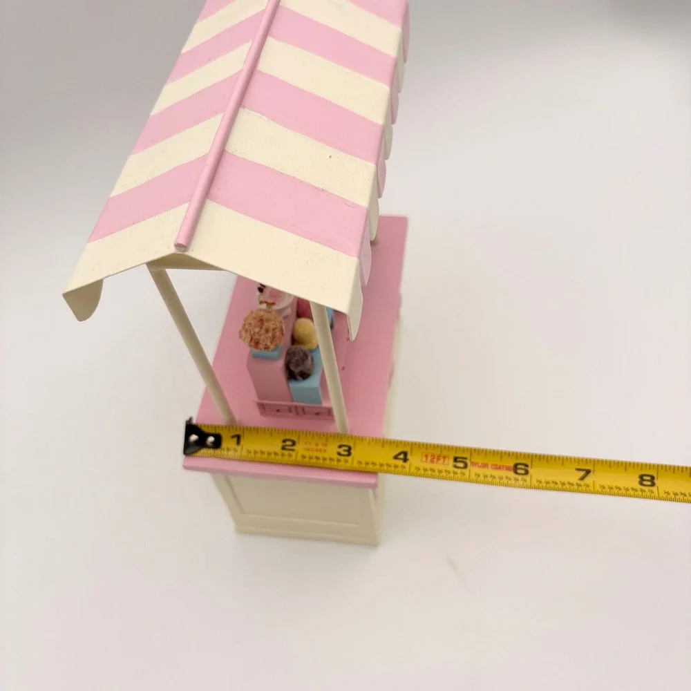 Sweet Treats Mini Ice Cream Cart Pink Display Striped Easter Pastel ‎ Décor